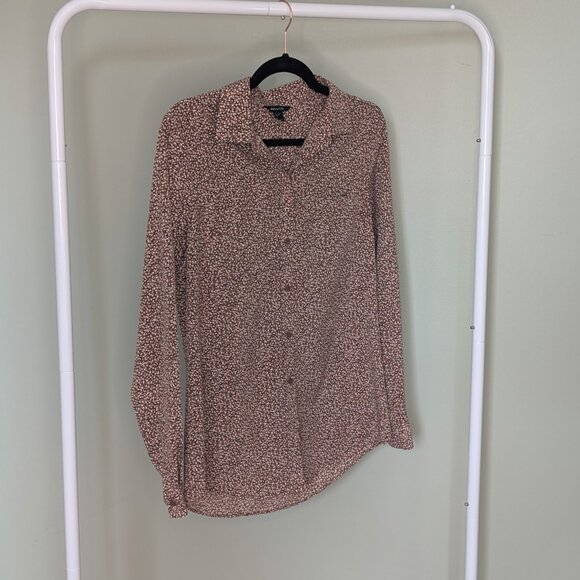 RW&CO Pink Feather Blouse S Romantic Collared - Picture 4 of 4